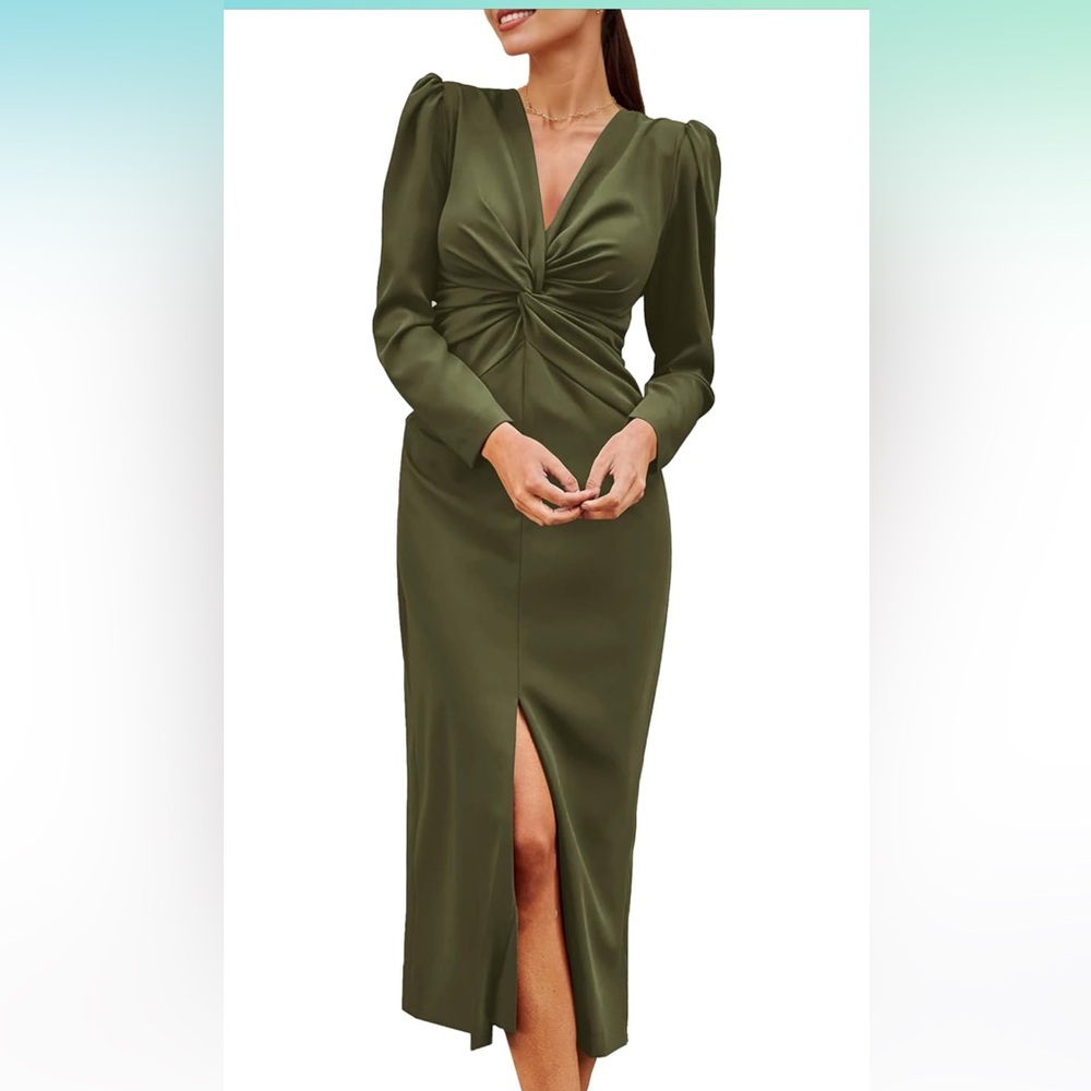 Olive green long sleeve maxi dress